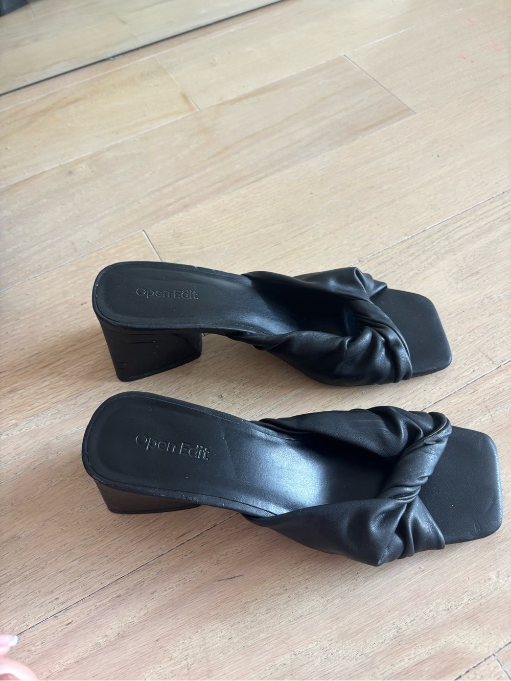 Open Edit Black Knotted Slide Mules